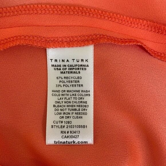 Trina Turk Hula Flutter Sleeve Popover Blouse Medium Coral - Picture 6 of 7